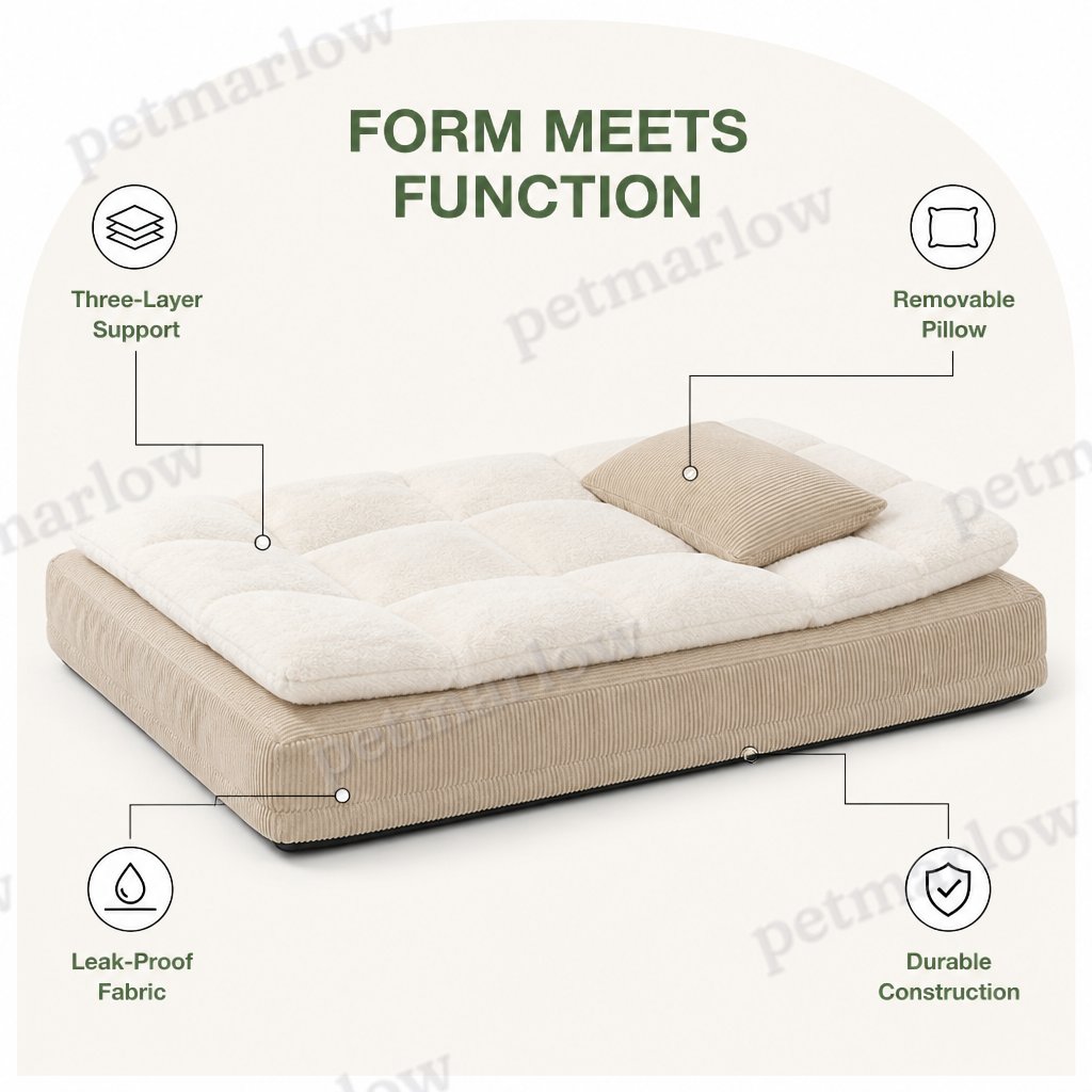 Petmarlow Ergonomic Spinal Support & Removable Pillow Dog Bed – view 3