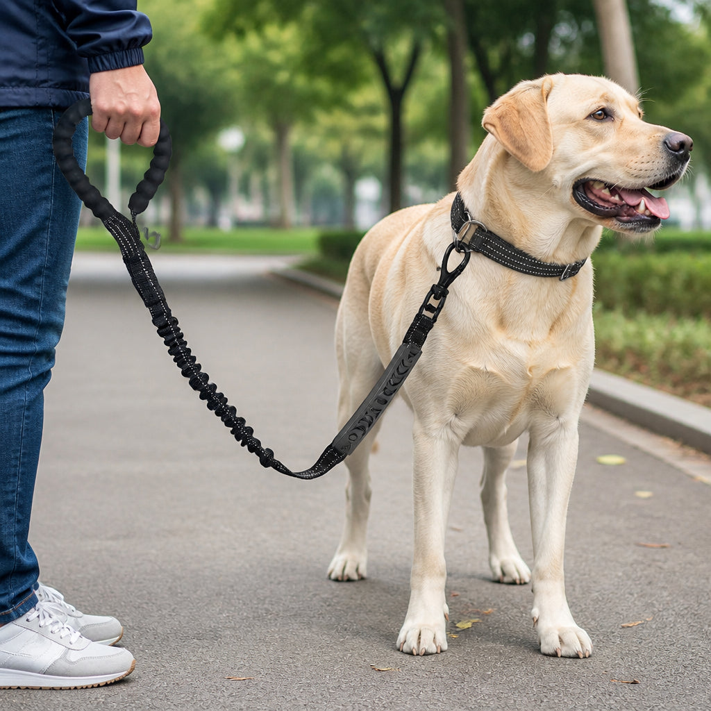 Petmarlow Explosion-Proof Double-Sided Reflective Adjustable Dog Leash (Medium & Large) – Black