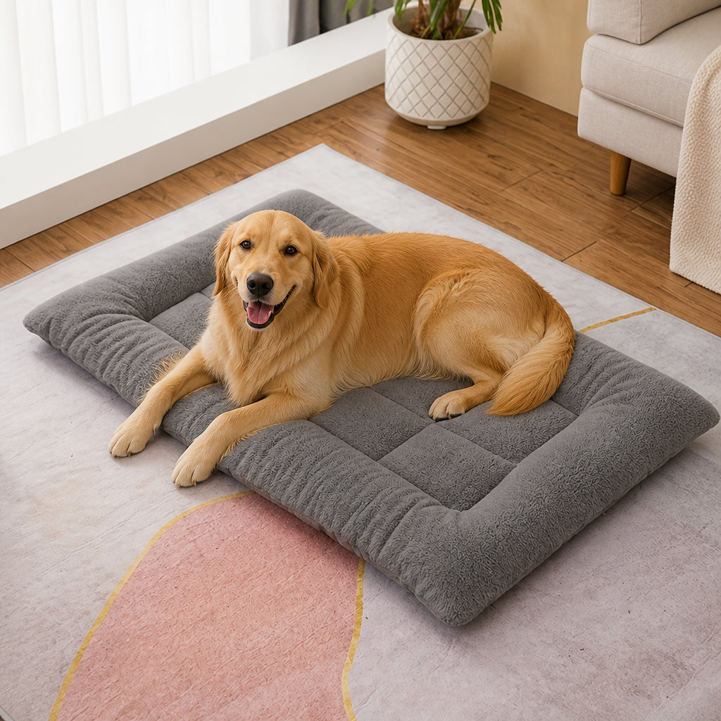 Petmarlow Extra Large Thickened Plush Dog Bed – Gray