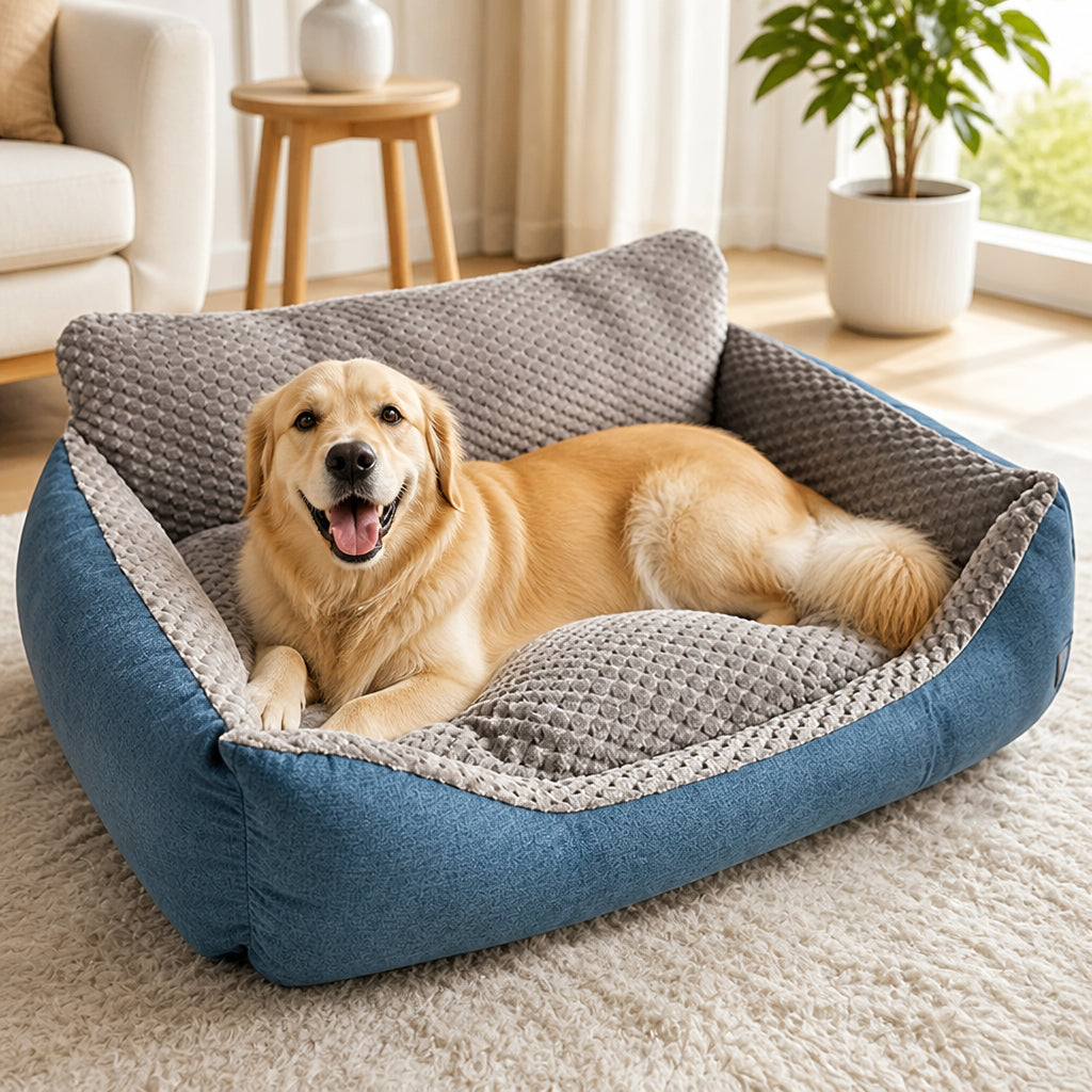 Petmarlow Extra-Thick Plush & High Backrest Dog Sofa Bed (Removable Cover)