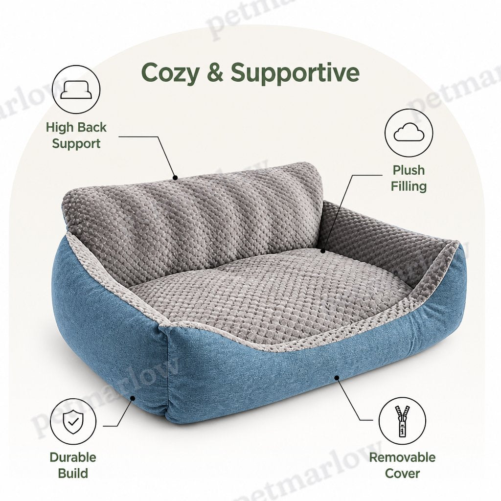 Petmarlow Extra-Thick Plush & High Backrest Dog Sofa Bed (Removable Cover) – view 3