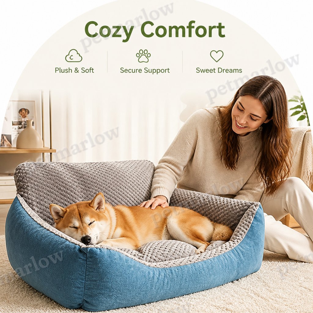 Petmarlow Extra-Thick Plush & High Backrest Dog Sofa Bed (Removable Cover) – view 6