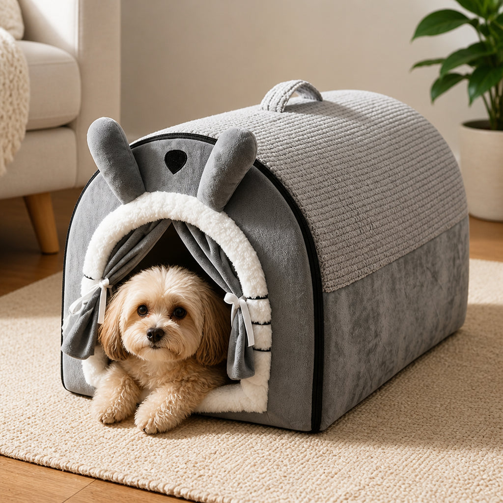 Petmarlow Fleece Dome & High-Rebound Foam Pet House (Removable Cover)