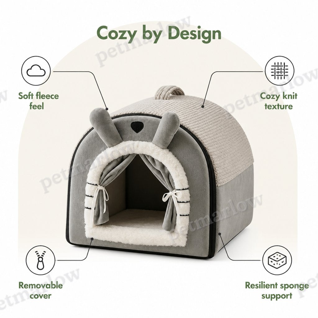 Petmarlow Fleece Dome & High-Rebound Foam Pet House (Removable Cover) – view 3