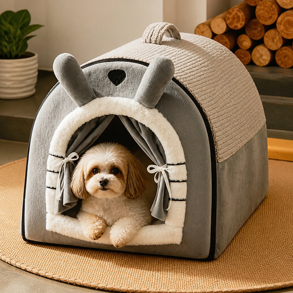 Petmarlow Fleece & High-Rebound Sponge Dog Bed (Removable Washable Cover)