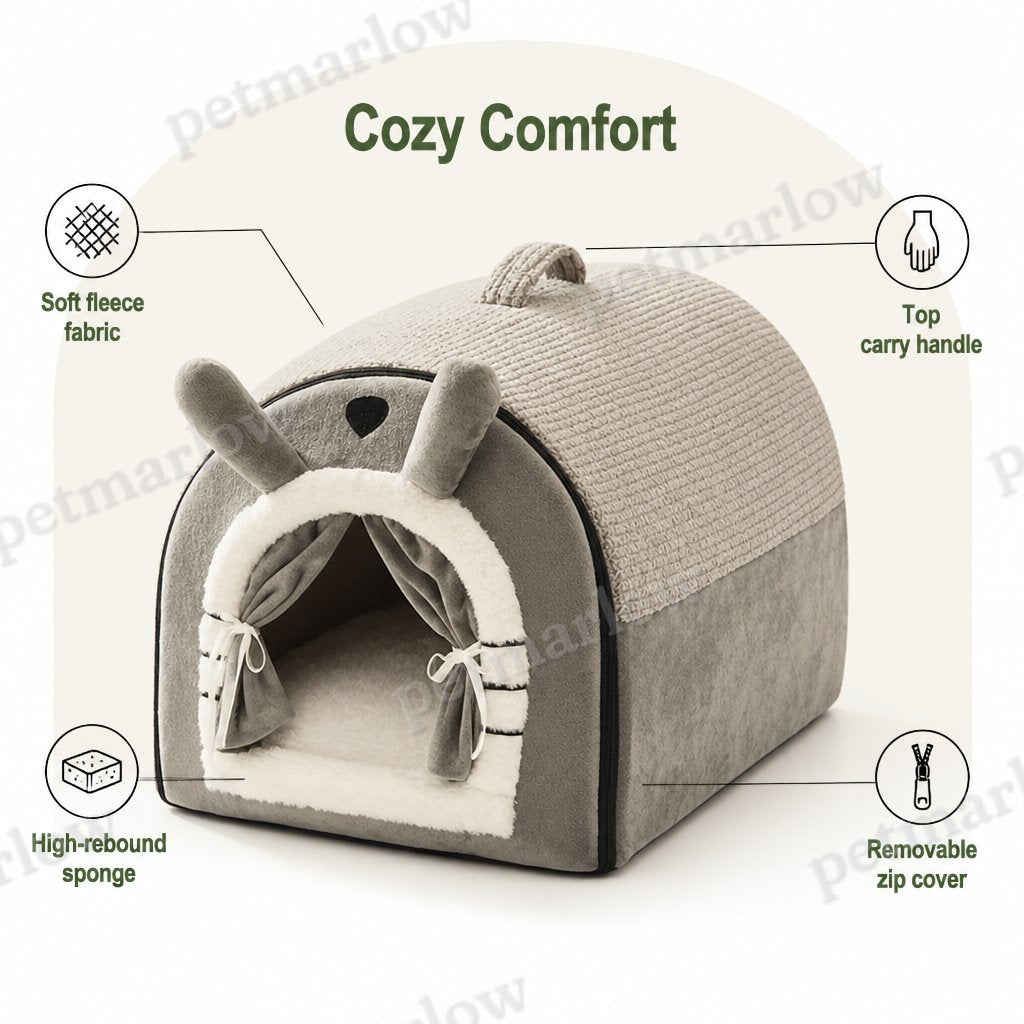 Petmarlow Fleece & High-Rebound Sponge Dog Bed (Removable Washable Cover) – view 3