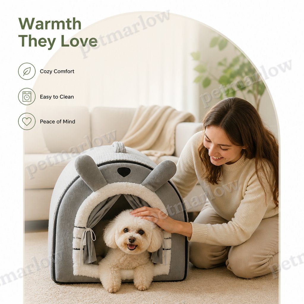 Petmarlow Fleece & High-Rebound Sponge Dog Bed (Removable Washable Cover) – view 6