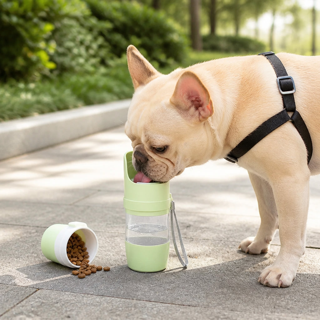 Petmarlow Foldable 2-in-1 Travel Water Bottle & Feeder