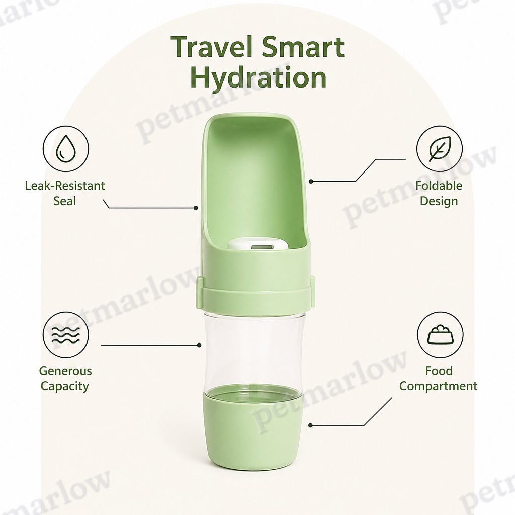 Petmarlow Foldable 2-In-1 Travel Water Bottle (Integrated Bowl) – view 5