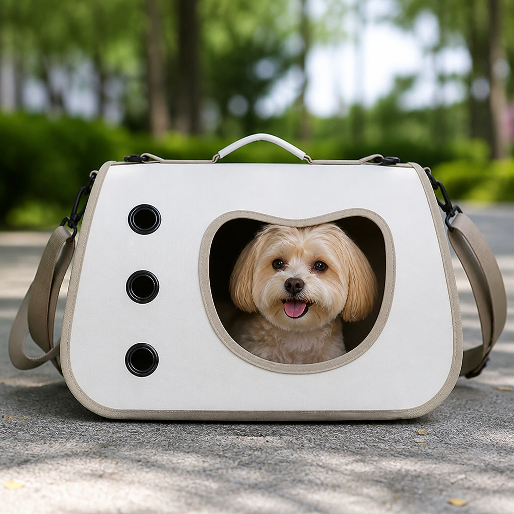 Petmarlow Foldable Breathable Hand & Crossbody Pet Carrier – White