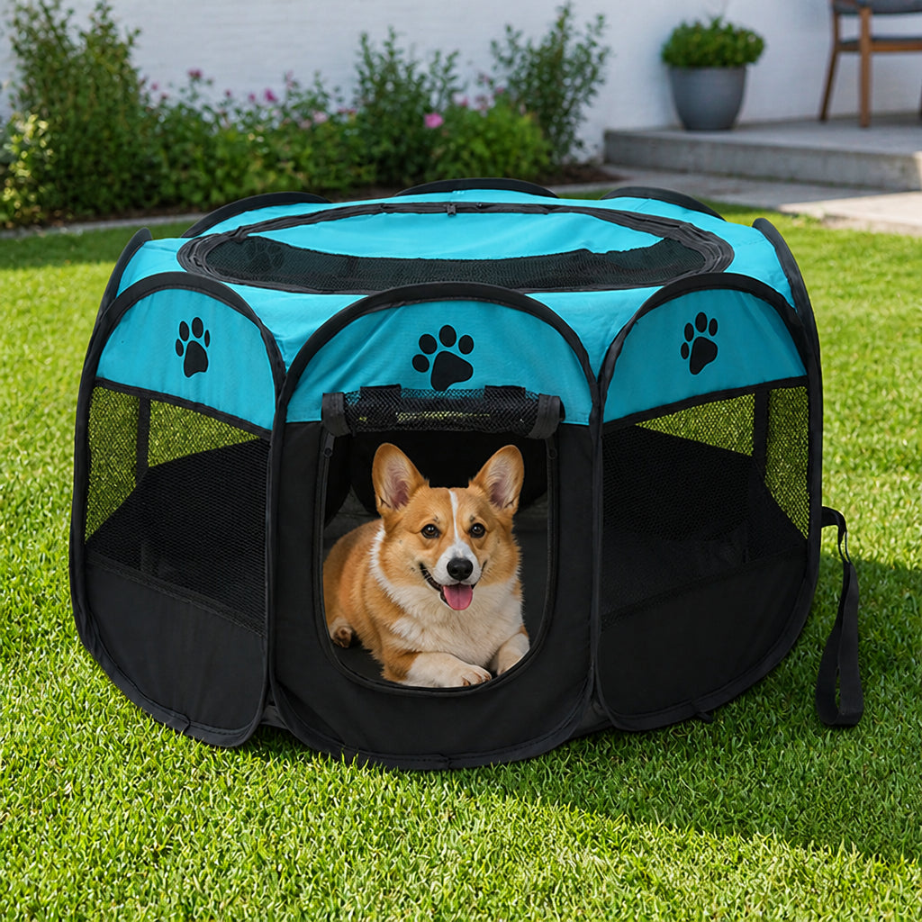 Petmarlow Foldable Breathable Mesh Pet Play Pen (Detachable Zip Top & Bottom)