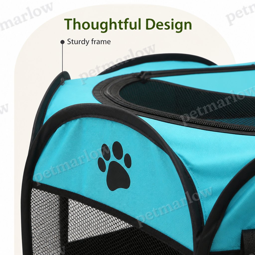 Petmarlow Foldable Breathable Mesh Pet Play Pen (Detachable Zip Top & Bottom) – view 5