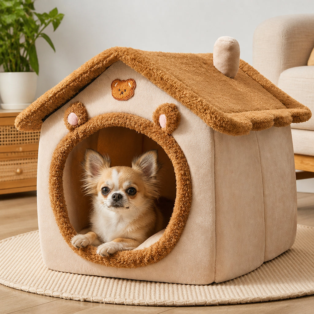 Petmarlow Foldable Fleece-Lined Rebound Foam Pet House