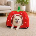 Petmarlow Foldable Plush Pet House Bed – Red / S