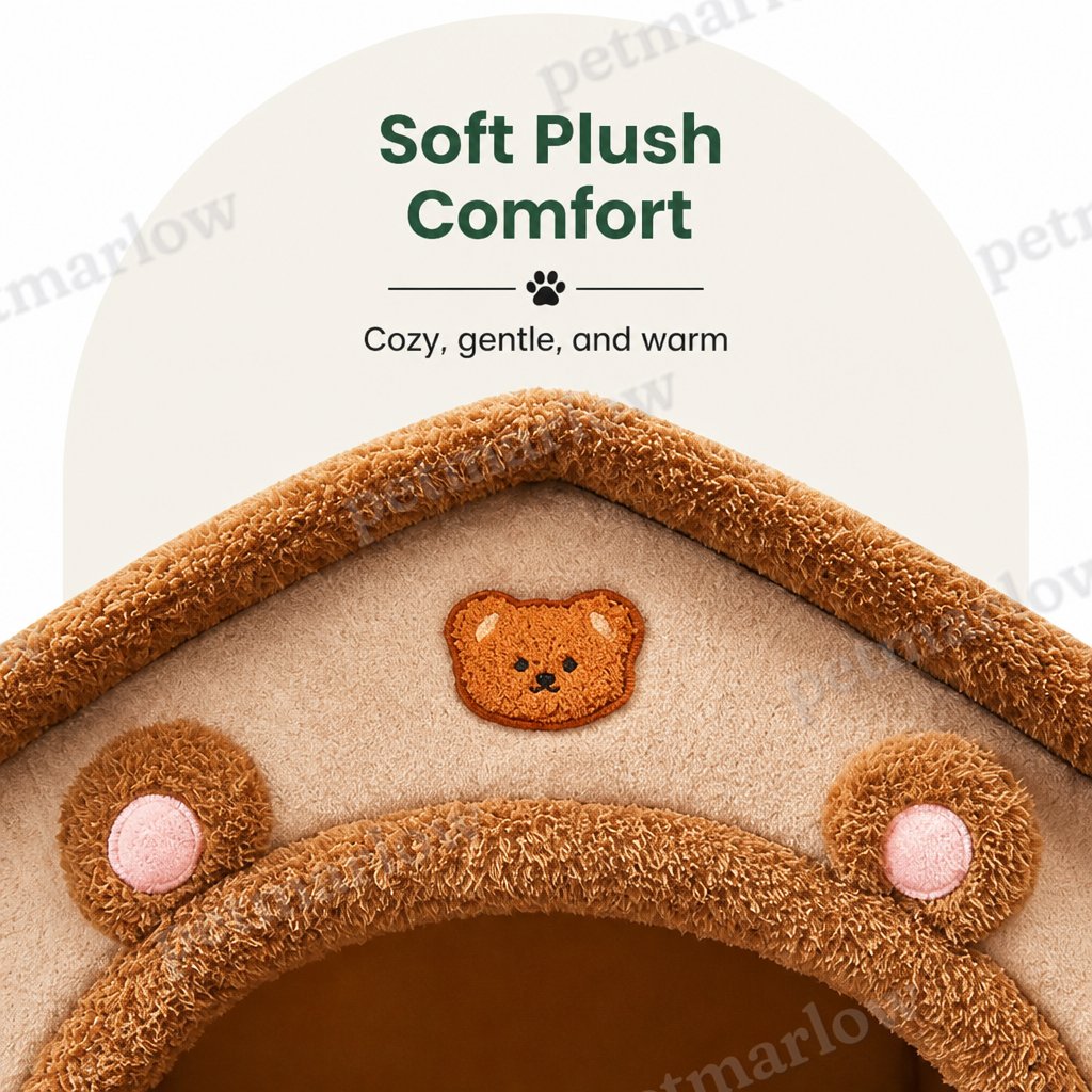 Petmarlow Foldable Plush Velvet & Washable Pet House (Removable Cushion) – view 5