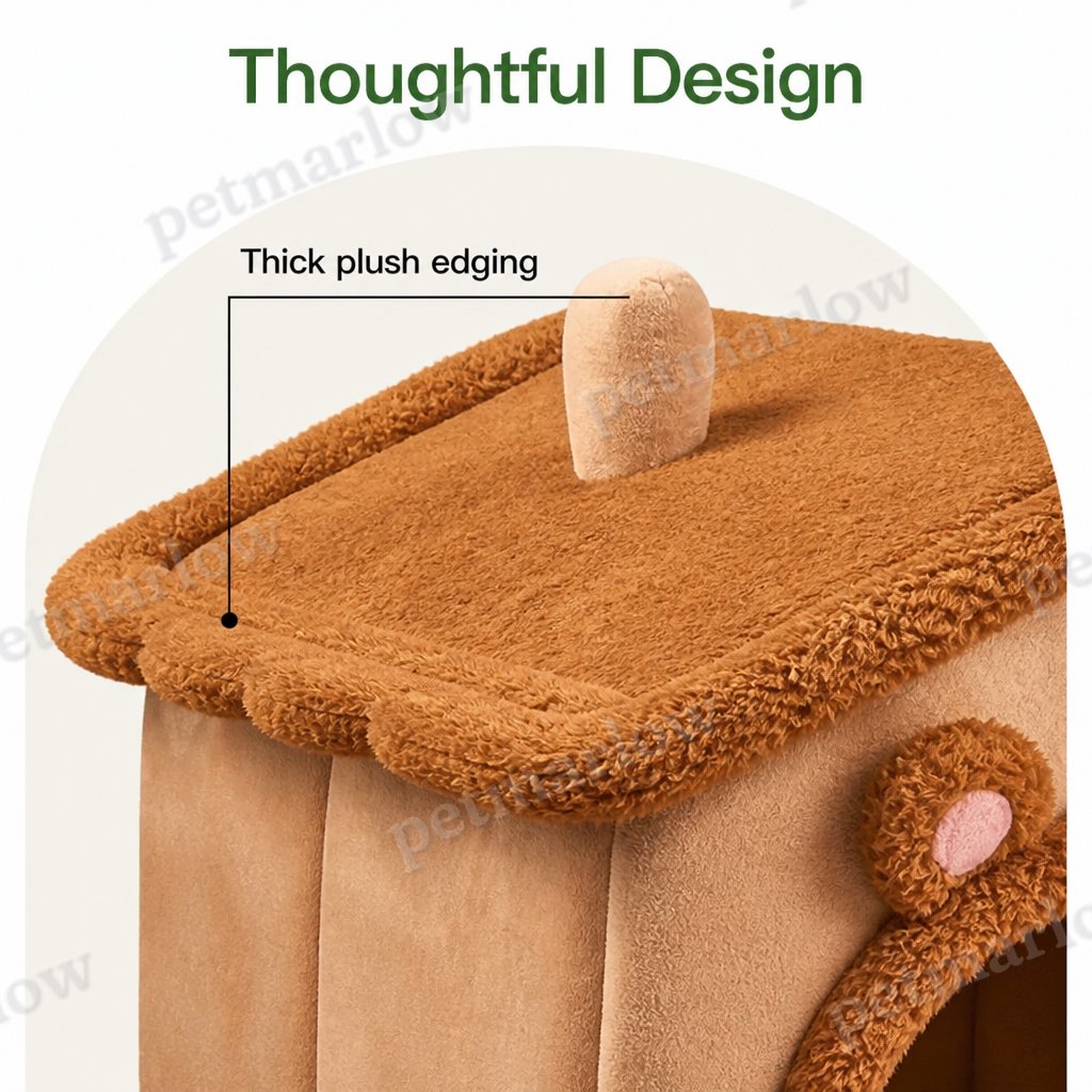 Petmarlow Foldable Plush Velvet & Washable Pet House (Removable Cushion) – view 6