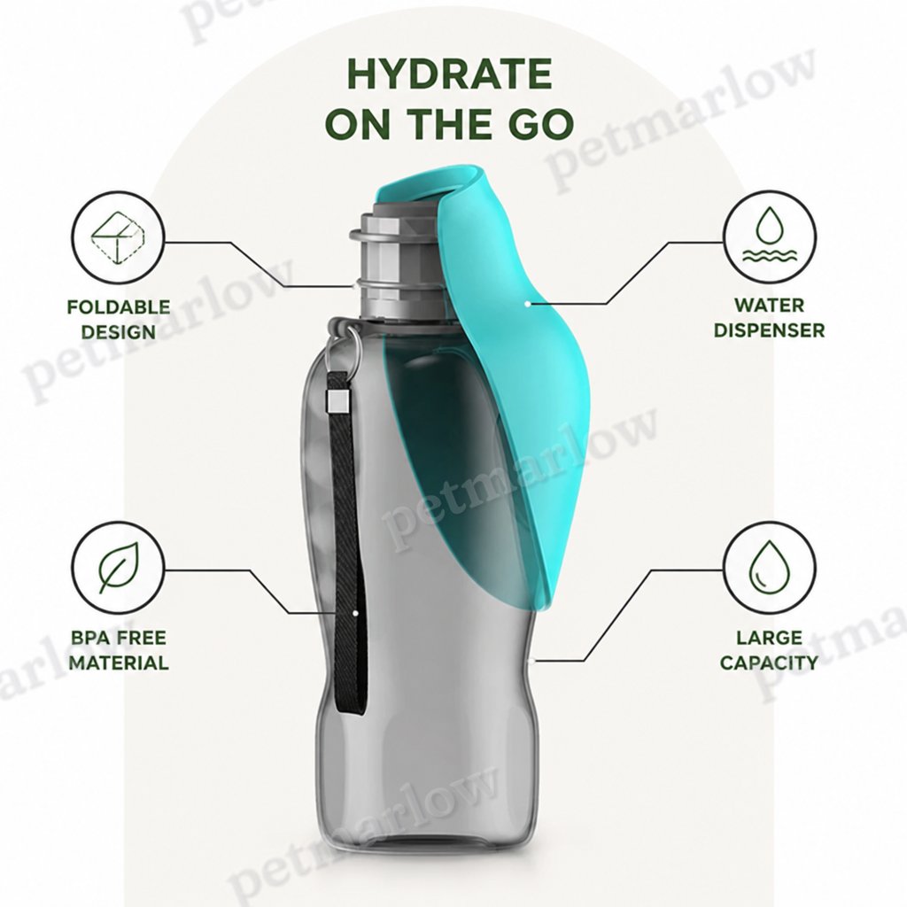 DogBedHouse Foldable & Portable 800ml Dog Water Bottle – view 5