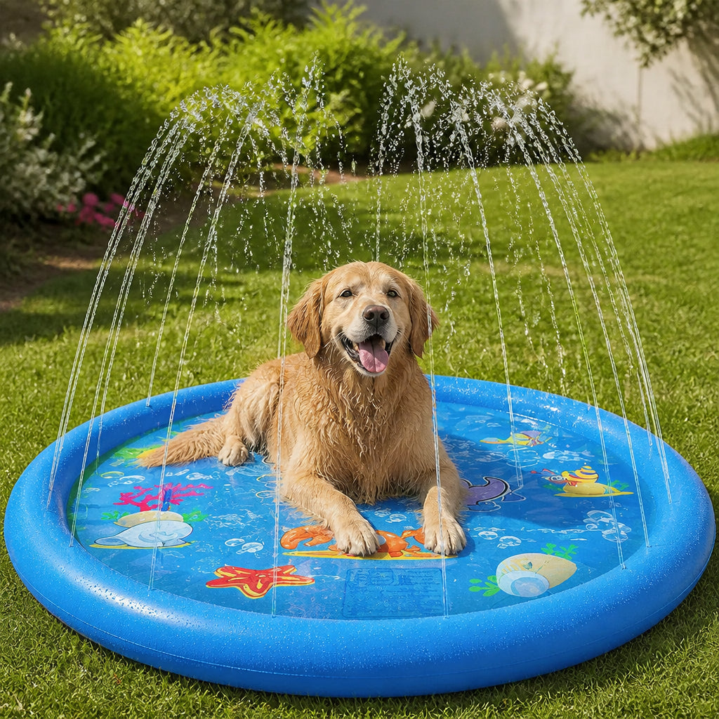 Petmarlow Foldable & Quick-Drain Splash Pad – Light blue / S - 39.4 × 39.4 in (3.3 × 3.3 ft)