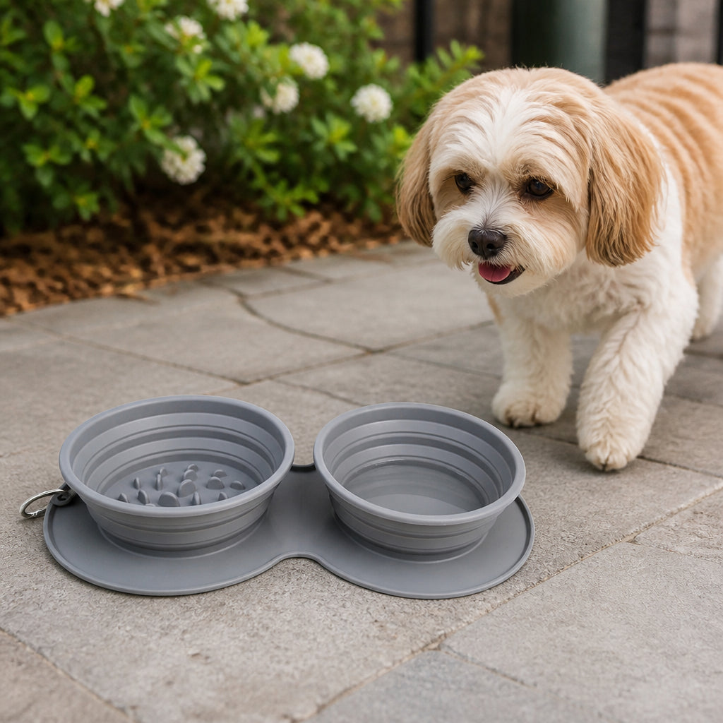 Petmarlow Foldable Silicone Anti-Slip Travel Bowl – Grey