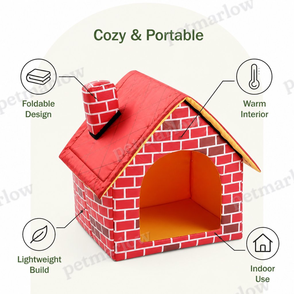 Petmarlow Foldable Warm Plush Pet House – view 2