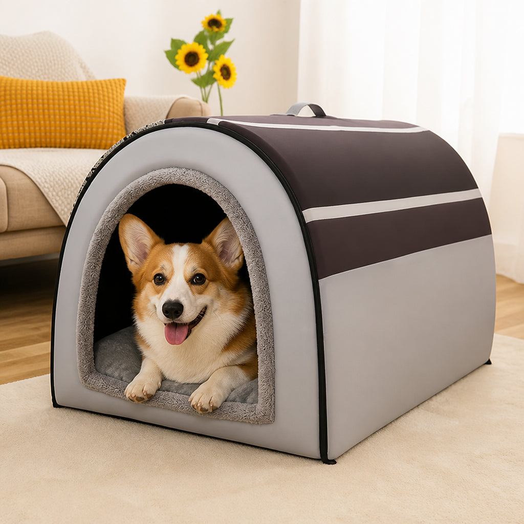 Petmarlow Foldable & Washable Enclosed Dog Bed (Removable Nest)