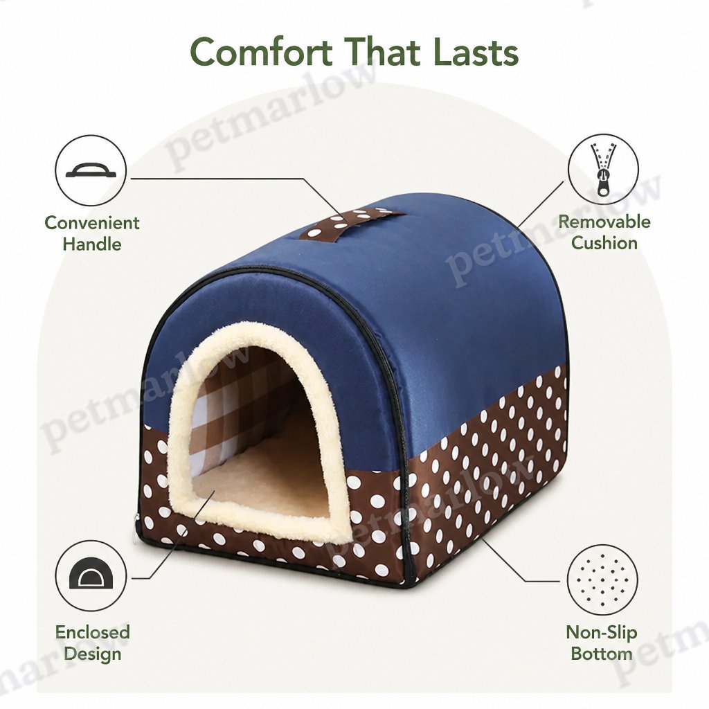 Petmarlow Foldable & Washable Enclosed Plush Dog Bed (Removable Cushion) – view 5