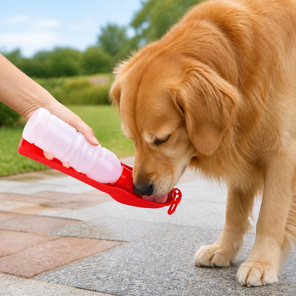 Petmarlow Food-Grade One-Hand Dog Water Bottle – red - 8.5 fl oz