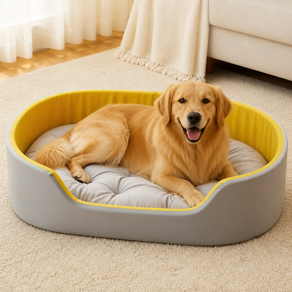 Petmarlow Four Seasons Thick Polyester Dog Bed – Yellow / S
