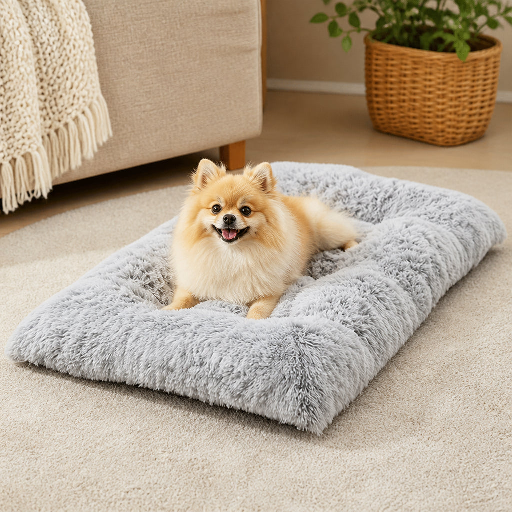DogBedHouse Gradient Plush Fleece Dog Bed – Gradient Light Gray / Small - 30.71x21.65inch