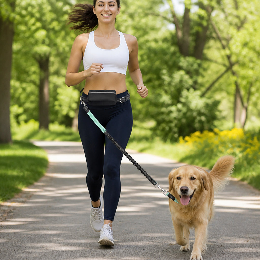 Petmarlow Hands-Free Adjustable Waist & Chest Dog Leash – turquoise