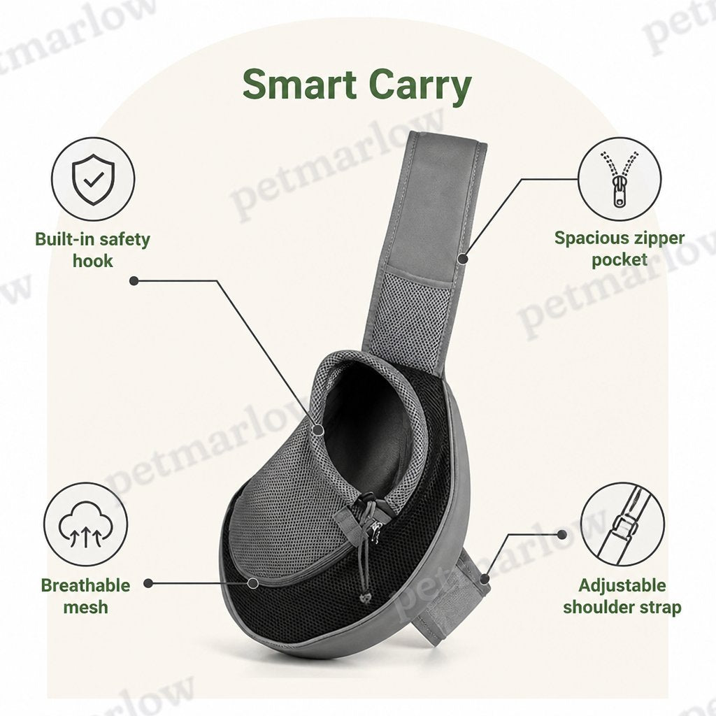 Petmarlow Hands-Free Breathable Sling Carrier (Safety Hook) – view 6