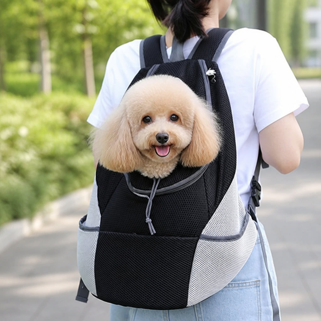 Petmarlow Hands-Free & Safety Lock Oxford Mesh Dog Carrier Backpack (Machine-Washable)