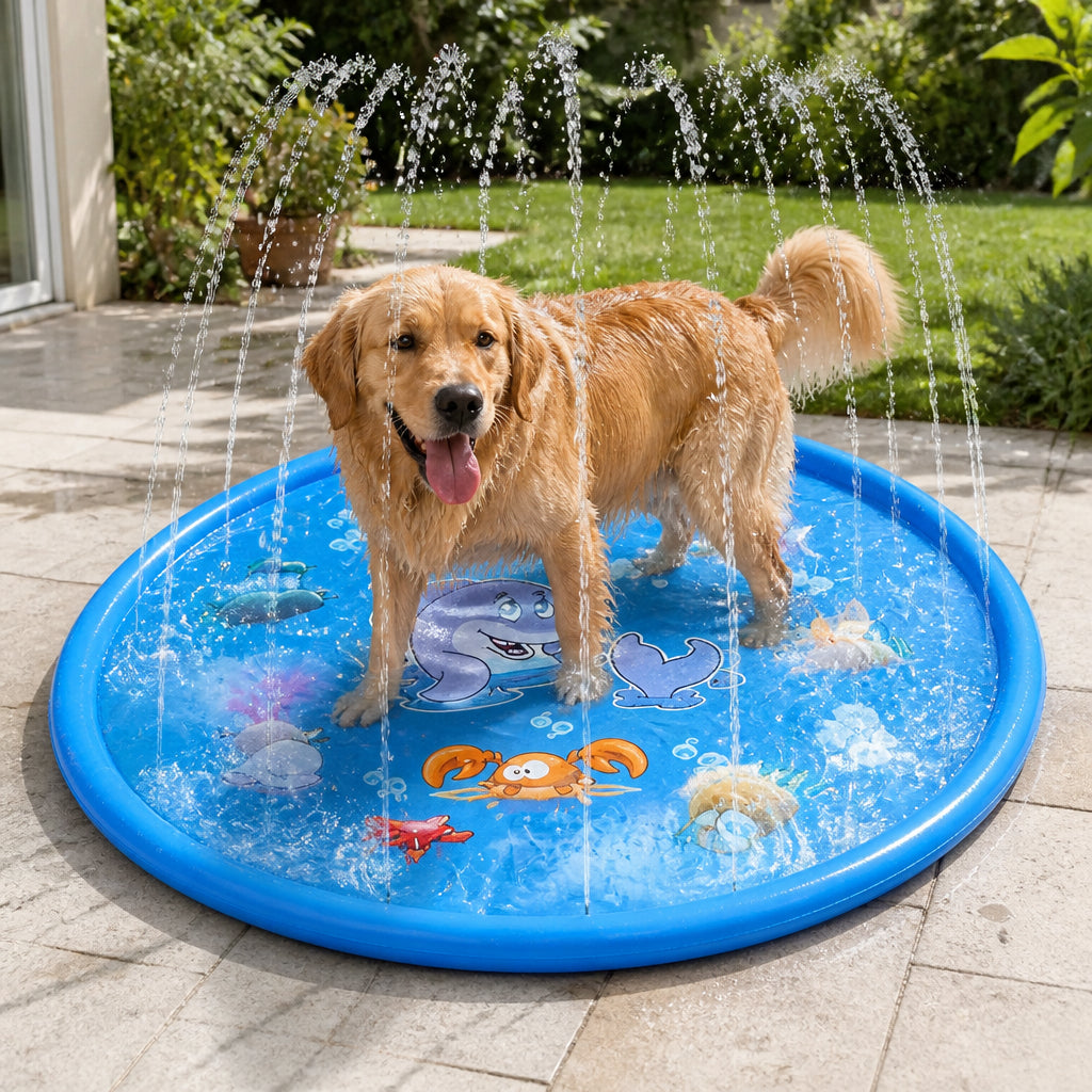 Petmarlow Heavy-Duty Water Spray & Anti-Slip Dog Bath Basin – Ocean Animal Pattern
