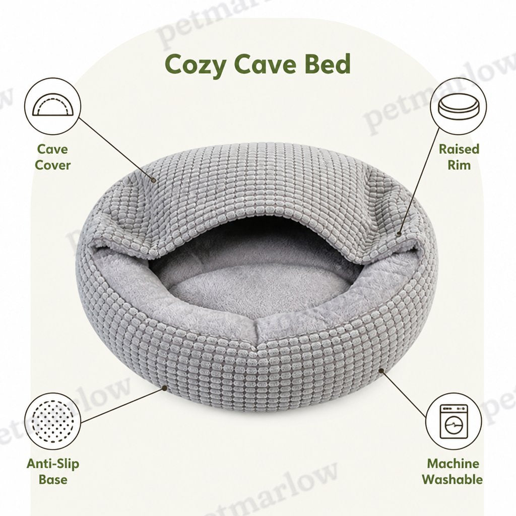 Petmarlow Hooded Plush & Non-Slip Cave Bed (Machine Washable) – view 4