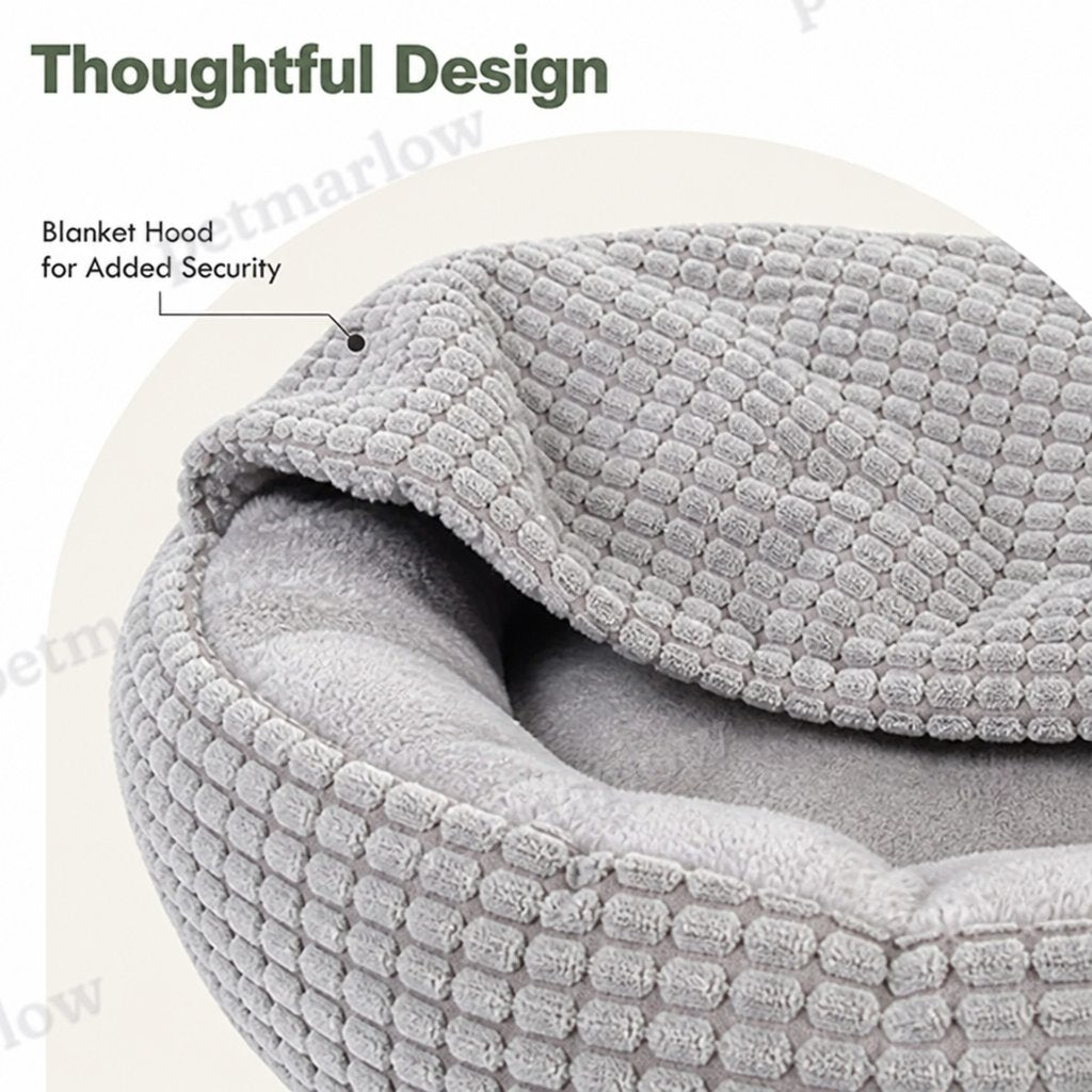 Petmarlow Hooded Plush & Non-Slip Cave Bed (Machine Washable) – view 6