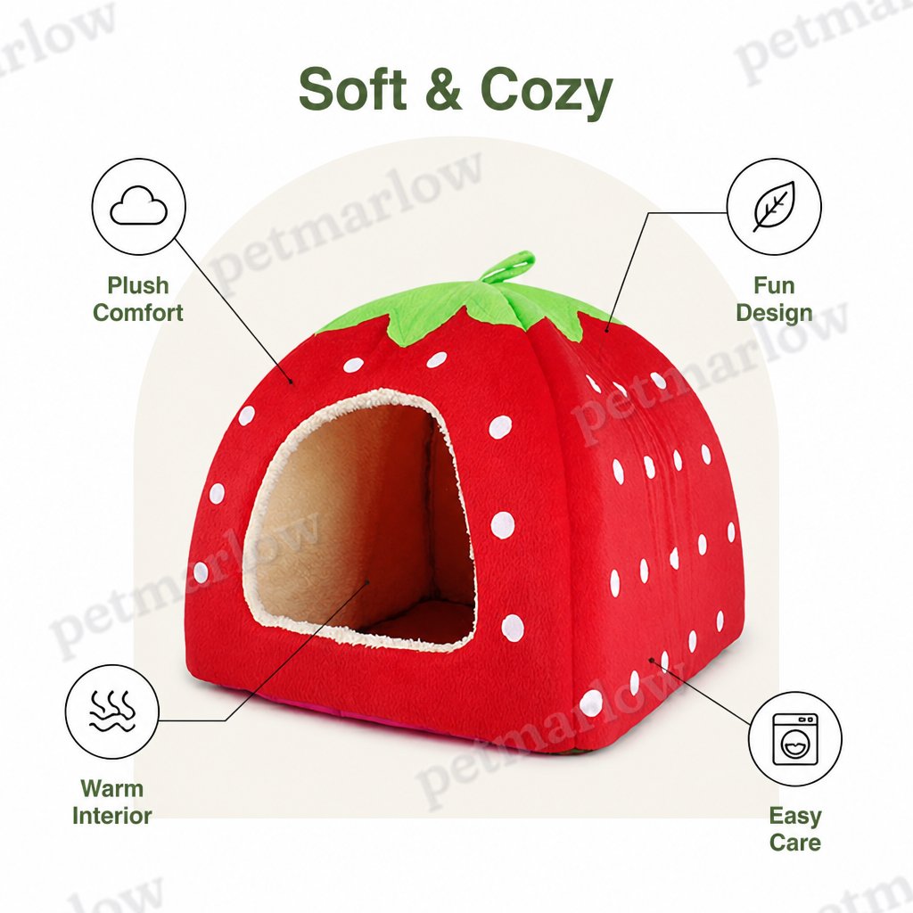 Petmarlow Hooded Plush Pet Cave Bed (Removable Cushion) – view 6