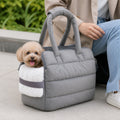 Petmarlow Insulated Faux-Fur & Windproof Nylon Pet Carrier (Includes Two Mats) – B43-grey