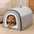 Petmarlow Insulated Memory Foam Enclosed Dog Bed (Removable Cover) – Grey / S - 13.8 × 11.8 × 11.8 in