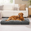 Petmarlow Joint Support Plush Rose & Non-Slip Dog Bed (Washable) – Slate Gray / M - 31.5 × 19.7 in