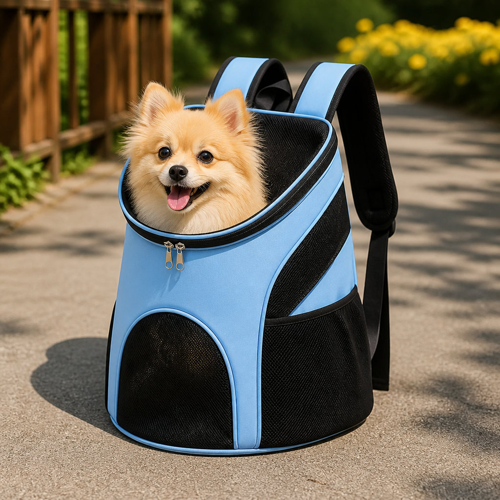 Petmarlow Large Capacity & Breathable Mesh Dog Backpack (Foldable) – Blue / S