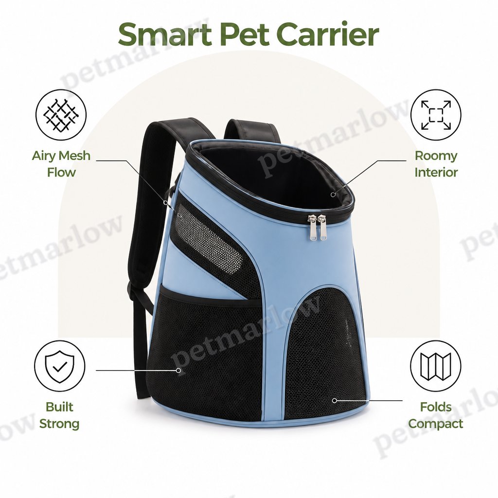 Petmarlow Large Capacity & Breathable Mesh Dog Backpack (Foldable) – view 6