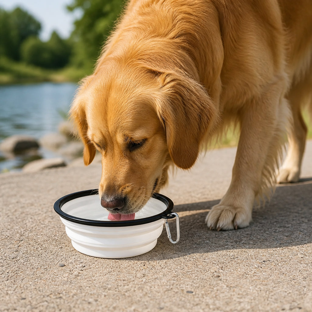 Petmarlow Large Capacity Collapsible Travel Dog Bowl – White / S - 12 fl oz