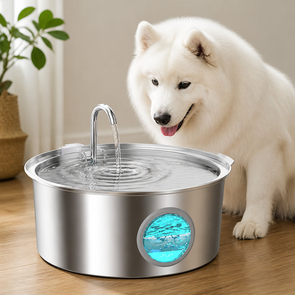Petmarlow Large-Capacity Filtered Pet Water Fountain (Water-Level Window)