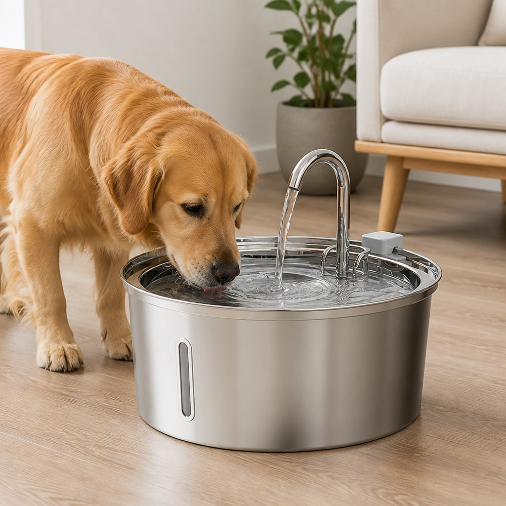 Petmarlow Large-Capacity Filtered Pet Water Fountain (Water-Level Window) – 0.85 US gal Fountain