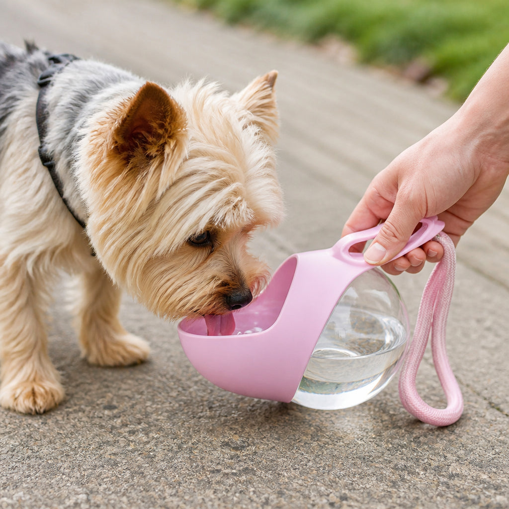 Petmarlow Leak-Proof Collapsible Silicone Travel Pet Water Bottle (285ml) – Pink