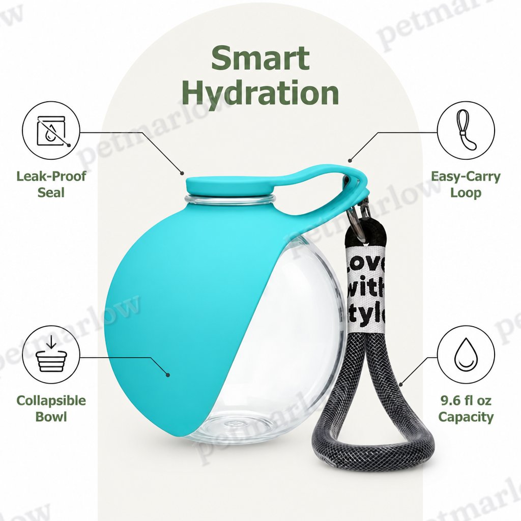 Petmarlow Leak-Proof Collapsible Silicone Travel Pet Water Bottle (285ml) – view 4