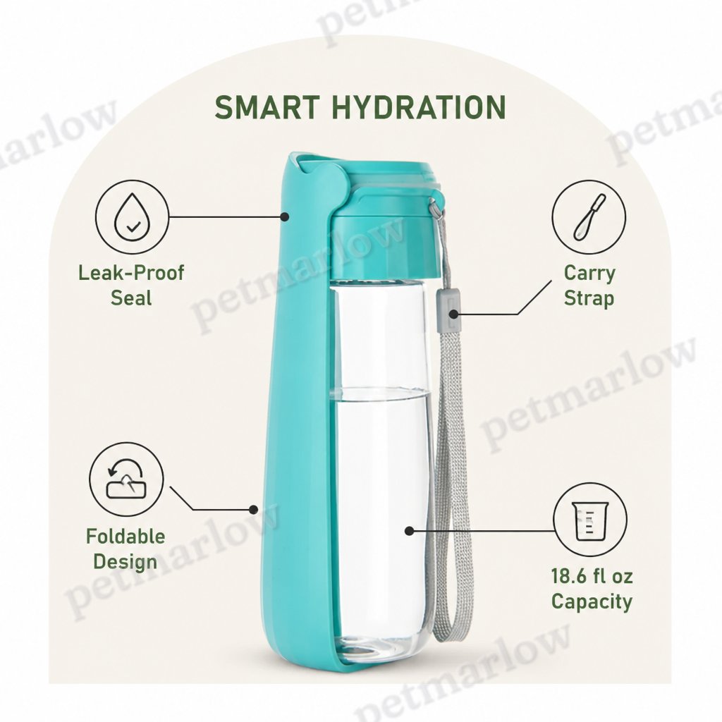 Petmarlow Leak-Proof & Foldable Pet Water Bottle (18.6 fl oz) – view 4