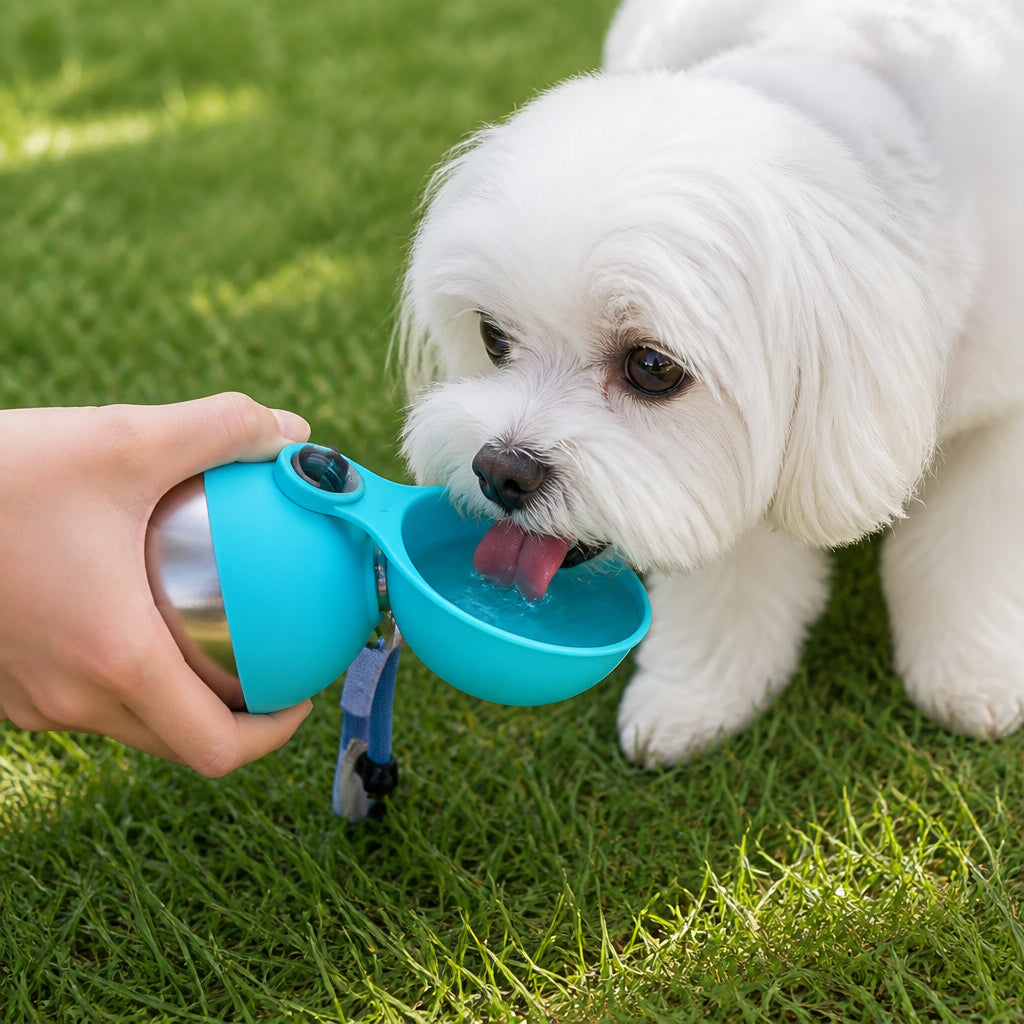 Petmarlow Leak-Proof Stainless Steel Dog Water Bottle (Removable Bowl)