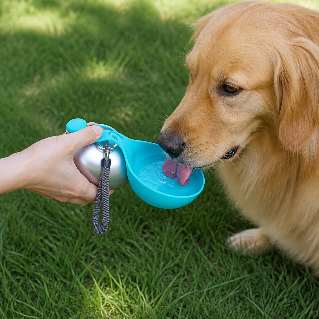 Petmarlow Leak-Proof Stainless-Steel & Foldable Silicone Dog Water Bottle