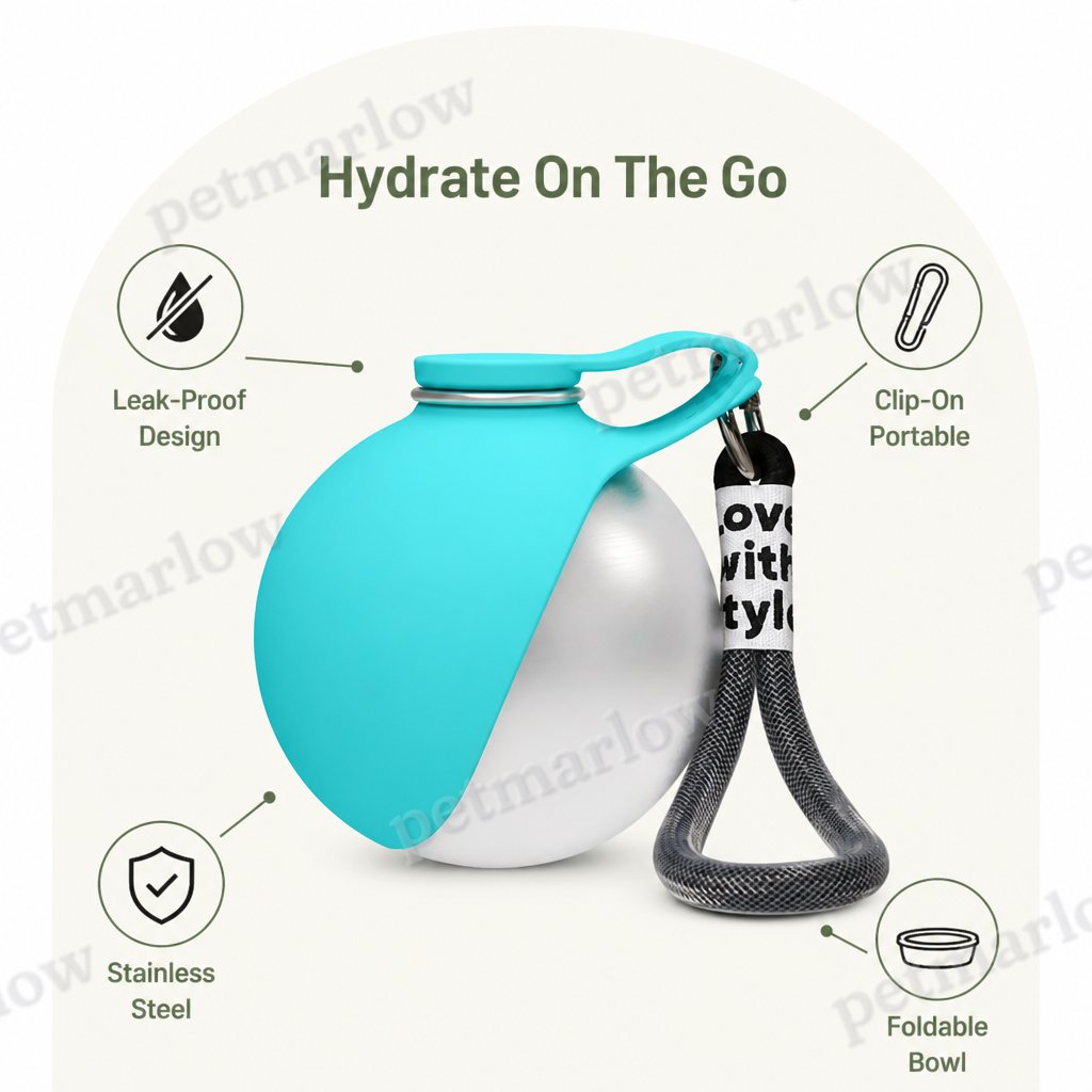 Petmarlow Leak-Proof Stainless-Steel & Foldable Silicone Dog Water Bottle – view 3